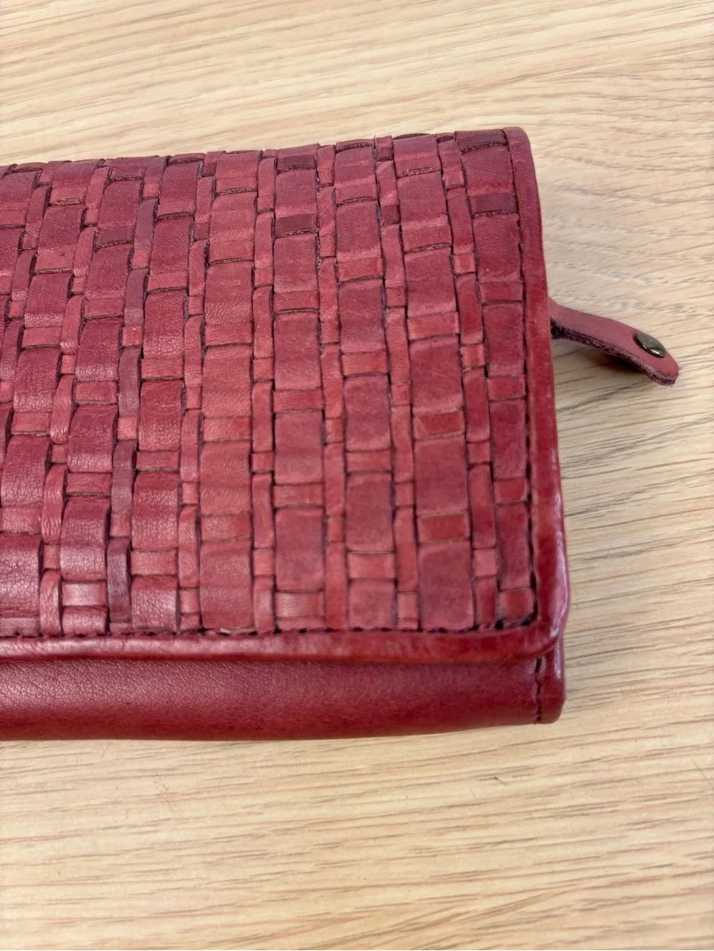 Vilenca‎ Holland Rich Red Basket Woven Leather Wallet “Vintage Leather” Collect.